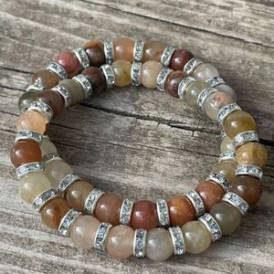 Garden phantom quartz rhinestone colorful 8mm ONE stretch bracelet NEW 7.5” rhon